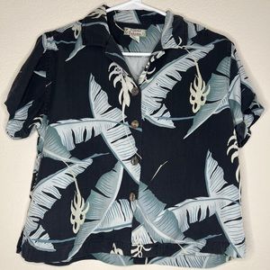 Womens Tommy Bahama Crop Floral Silk Button Down